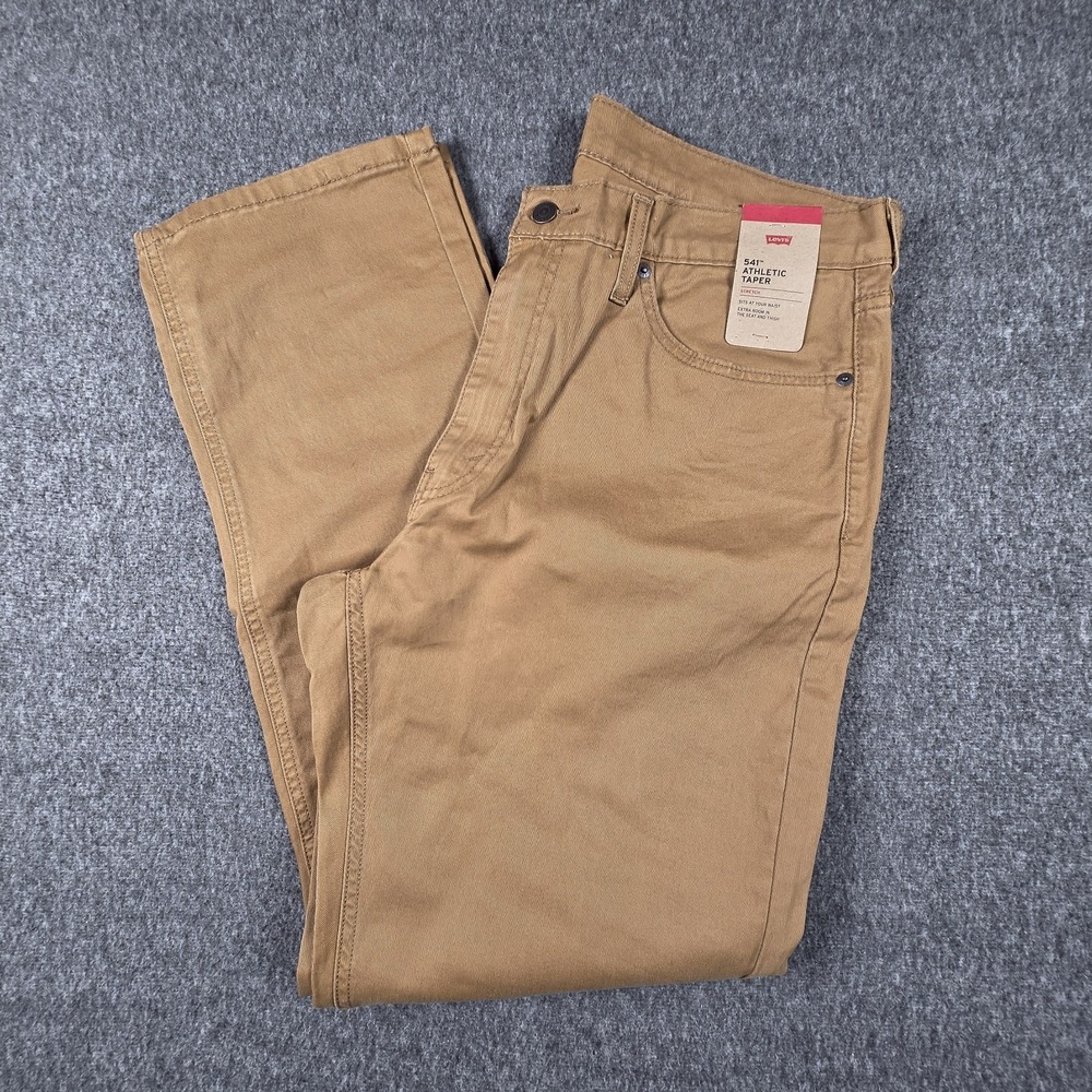 Levis 541 Athletic Taper Jeans Mens 36x32 Brown Twill Stretch Chino Denim NWT
